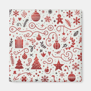 Red White Decorative Holiday Magnet