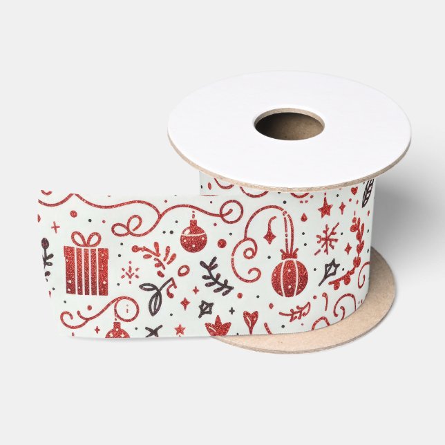 Red White Decorative Holiday Satin Ribbon (Spool)
