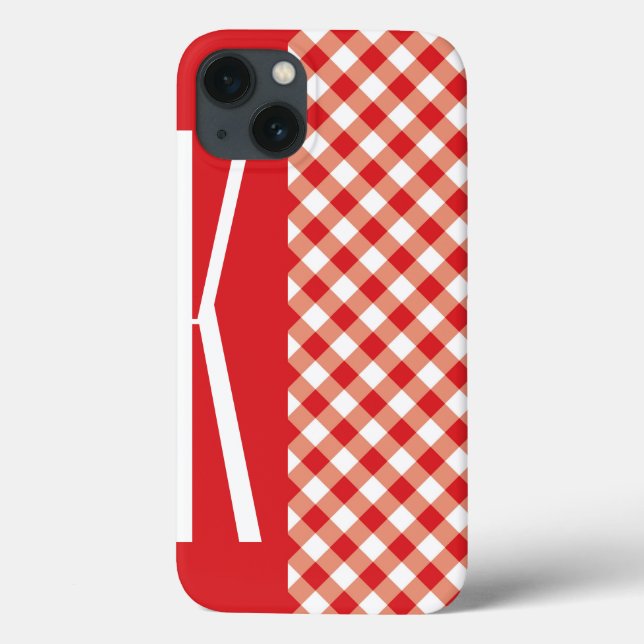 Red & White Diagonal Gingham. Case-Mate iPhone Case (Back)