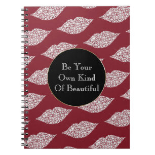 Red White Diamond Lips Notebook