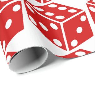 Red white dice pattern wrapping paper gambling