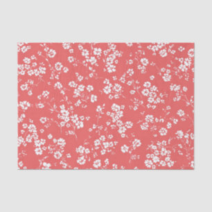 Red White Ditsy Pastel Boho 70s Vintage Floral Tissue Paper