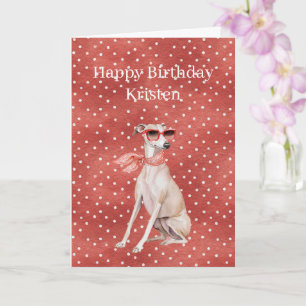 Red White Dots Berry Sweet Dog Sunglasses Birthday Card