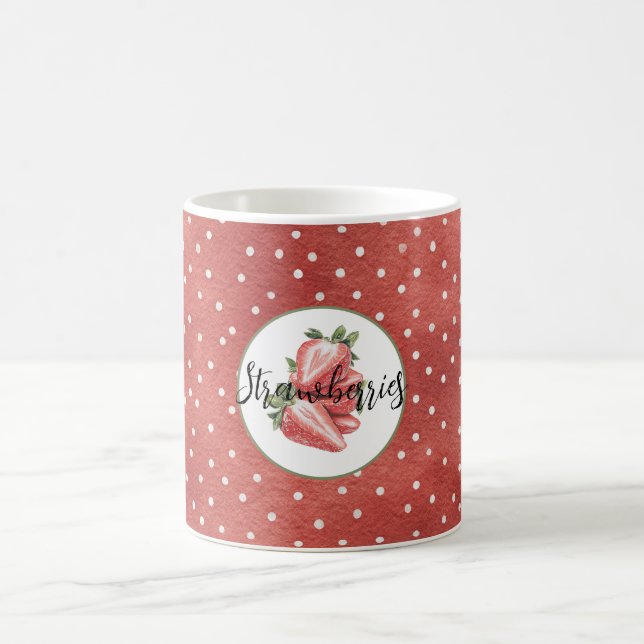 Red White Dots Strawberries Fruit   Coffee Mug (Center)