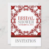 Red White Doves Batik Bridal Shower Party Invitati
