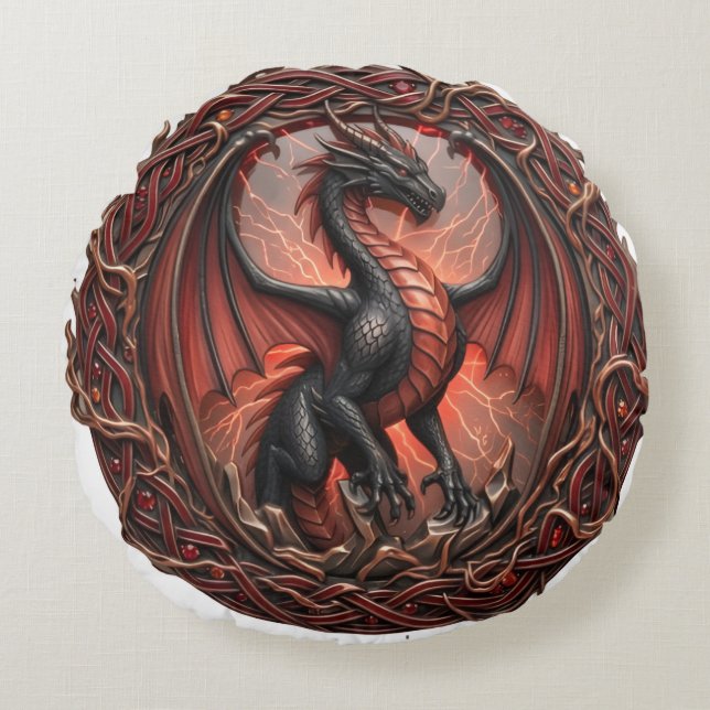  Red white Dragon pillow (Front)
