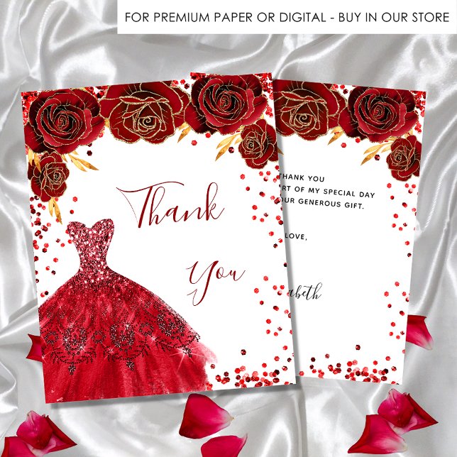 Red white dress floral birthday thank you (Creator Uploaded)