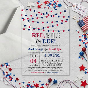 Red, White & Due! 4th Of July Baby Shower Acrylic Invitations