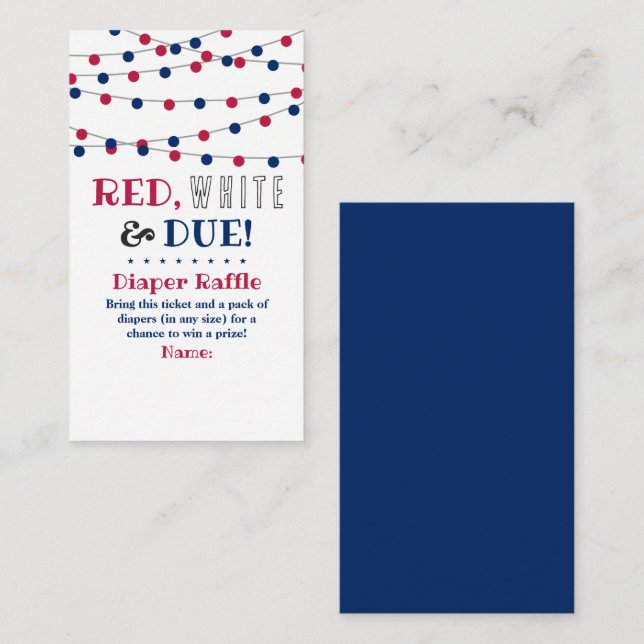 Red, White & Due! 4th Of July Baby Shower Diaper Enclosure Card (Front/Back)