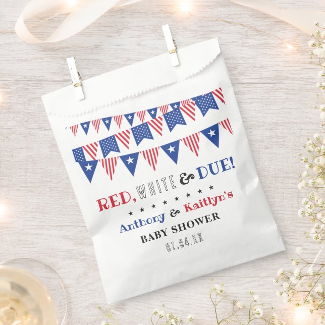 Red, White & Due! 4th Of July Baby Shower Favour Bags (Clipped)