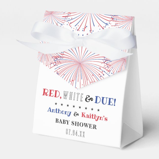 Red, White & Due! 4th Of July Baby Shower Favour Box (Front Side)