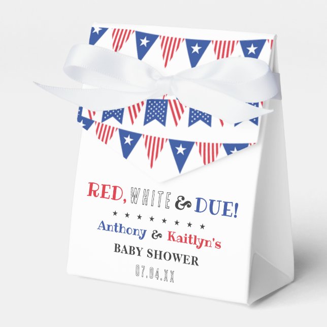 Red, White & Due! 4th Of July Baby Shower Favour Box (Front Side)