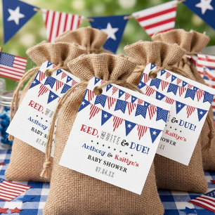 Red, White & Due! 4th Of July Baby Shower Favour Tags