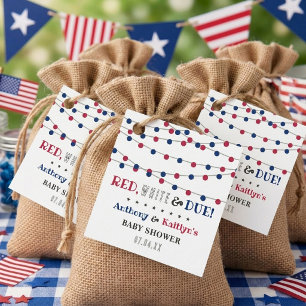 Red, White & Due! 4th Of July Baby Shower Favour Tags