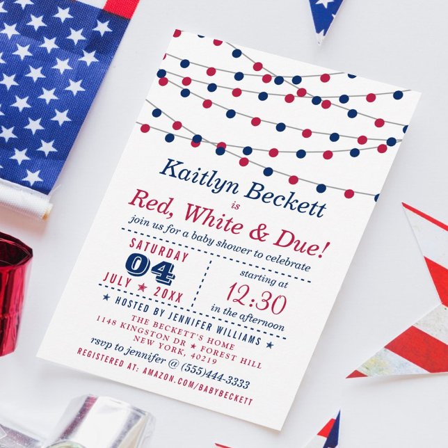 Red, White & Due | 4th Of July Baby Shower Invitation (Creator Uploaded)