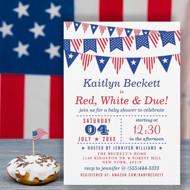 Red, White & Due | 4th Of July Baby Shower Invitation (Creator Uploaded)
