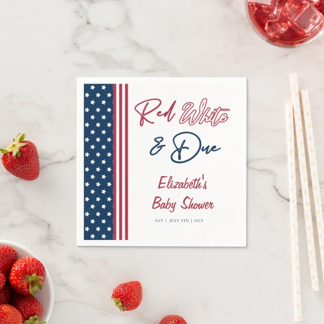 Red White & Due 4th of July Baby Shower Napkin (Insitu)