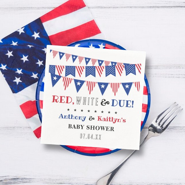Red, White & Due! 4th Of July Baby Shower Napkin (Creator Uploaded)