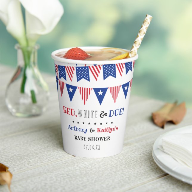 Red, White & Due! 4th Of July Baby Shower Paper Cups (Insitu)