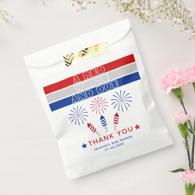 Red White Due 4th of July firecrackers baby shower Favour Bags (Sealed)