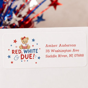 Red White Due Address Label