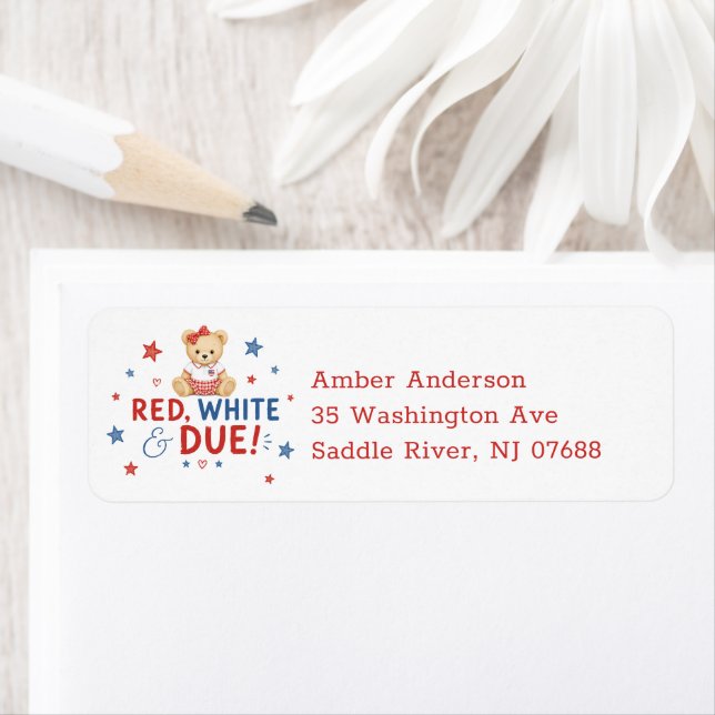Red White Due Address Label (Insitu)