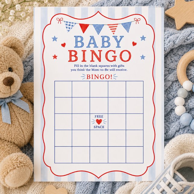 Red White & Due Baby Bingo Game Card (Creator Uploaded)
