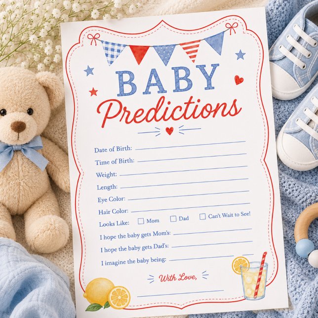 Red White & Due Baby Predictions Card (Creator Uploaded)