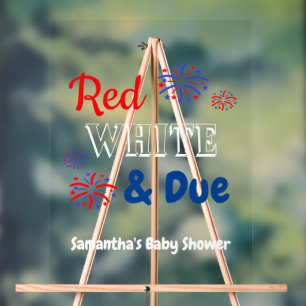 Red White & Due Baby Shower Acrylic Sign