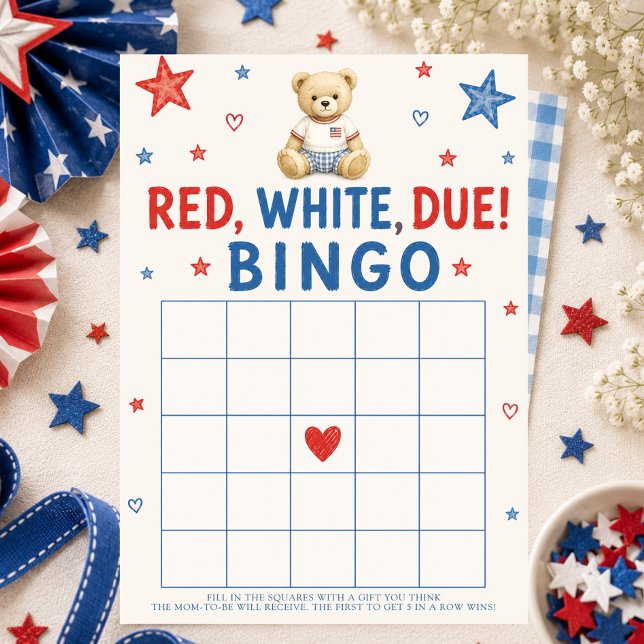 Red White & Due Baby Shower Bingo Invitation (Creator Uploaded)