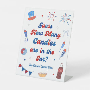 Red White Due Baby Shower Guess How Many Candies  Pedestal Sign
