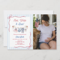 Red White & Due Baby Shower Invitation