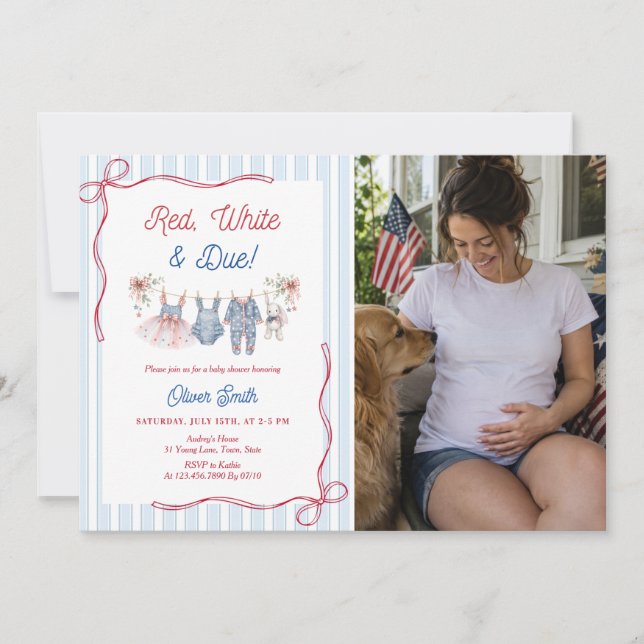 Red White & Due Baby Shower Invitation (Front)