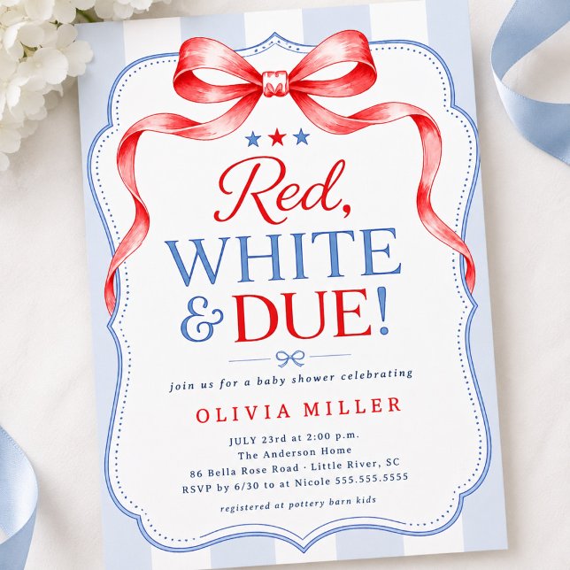 Red White & Due Baby Shower Invitation (Creator Uploaded)