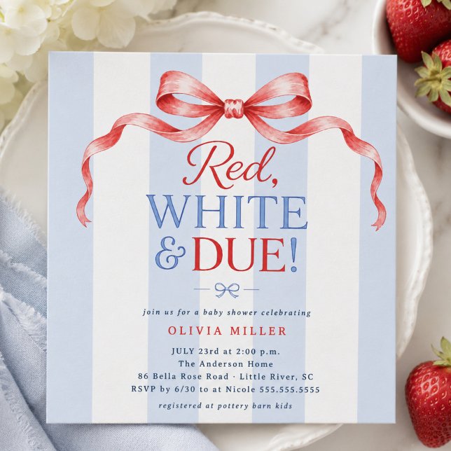 Red White & Due Baby Shower Invitation (Creator Uploaded)