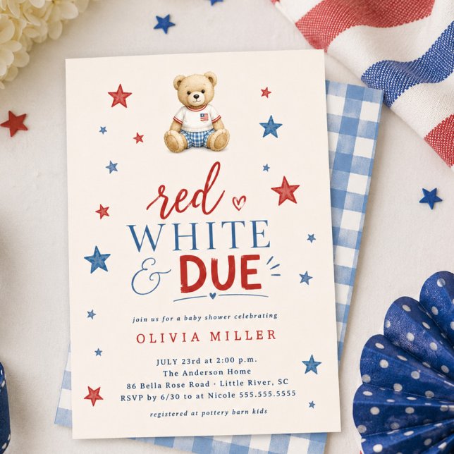 Red White & Due Baby Shower Invitation (Creator Uploaded)
