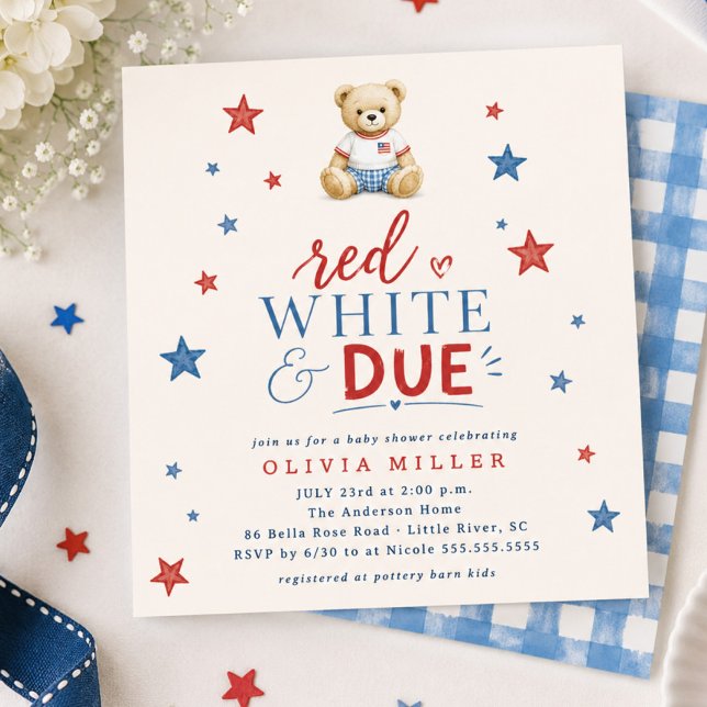 Red White & Due Baby Shower Invitation (Creator Uploaded)