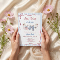 Red White & Due Baby Shower Invitation