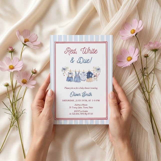 Red White & Due Baby Shower Invitation (Creator Uploaded)