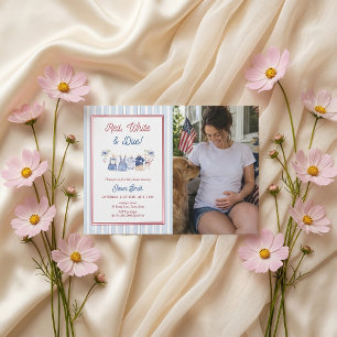 Red White & Due Baby Shower Invitation