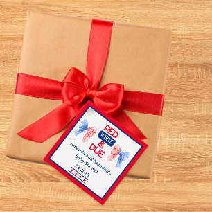 Red White Due Baby Shower July 4th Favour Tags