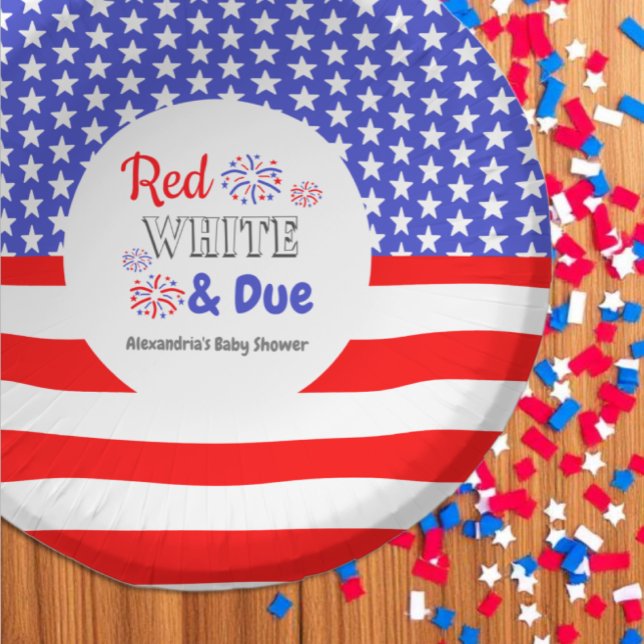 Red White & Due Baby Shower Paper Plate (Creator Uploaded)