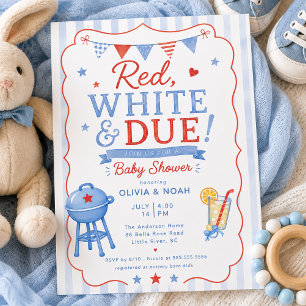Red White & Due BBQ Baby Shower Invitation