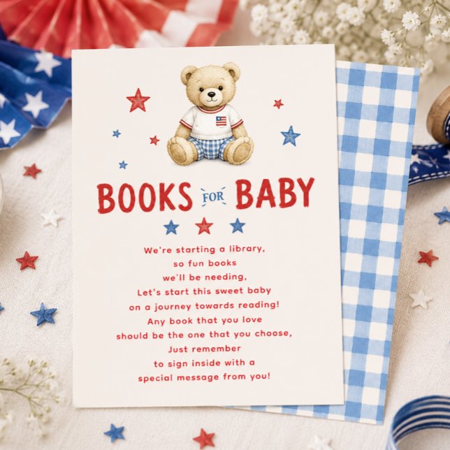 Red White & Due Books for Baby Card (Creator Uploaded)