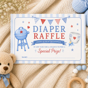 Red White & Due Diaper Raffle Ticket Enclosure Card