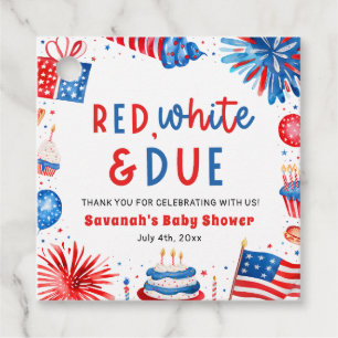 Red, White & Due Gender Neutral Baby Shower Favour Tags
