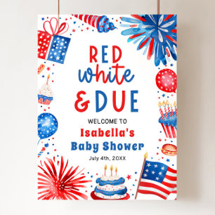 Red White & Due Gender Neutral Baby Shower Welcome Poster