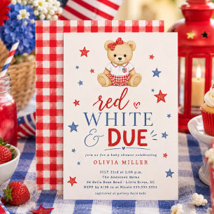 Red White & Due Girl Baby Shower Invitation