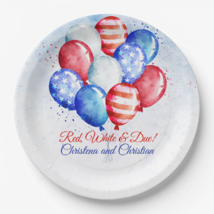Red White & Due Independence Day Baby Shower Paper Plate