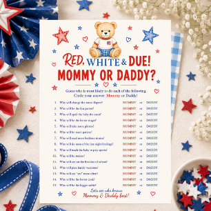 Red White & Due Mummy or Daddy Game Invitation